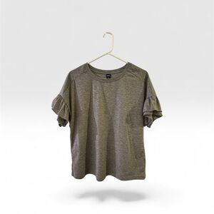 Chic Gray Ruffle Sleeve Tee by Emery Rose
